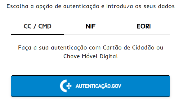 entrar com a sua autenticação com Cartão de Cidadão ou Chave Móvel Digital.