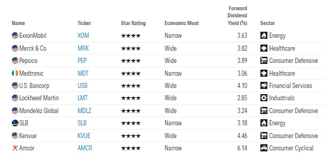 Dividendos de qualidade: 10 ações dos EUA com ‘moat’ e rentabilidade por dividendo – Fonte: Morningstar