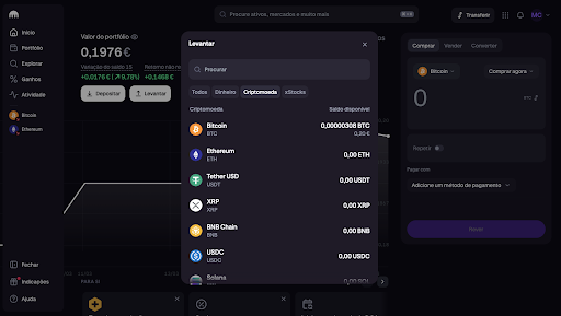 Selecionar a criptomoeda kraken