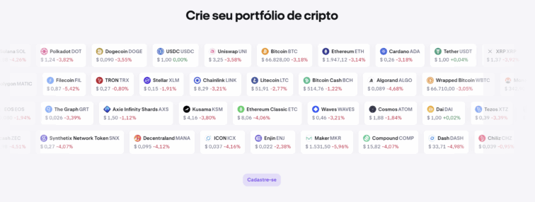 Oferta de criptomoedas da Kraken