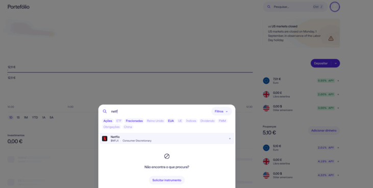  Exemplo da interface da Lightyear ao pesquisar “Netflix” (ticker NFLX). 