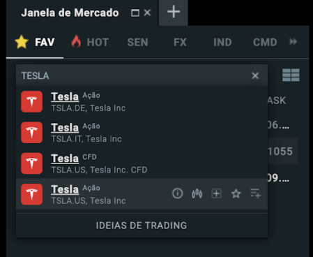 Procurar ações Tesla