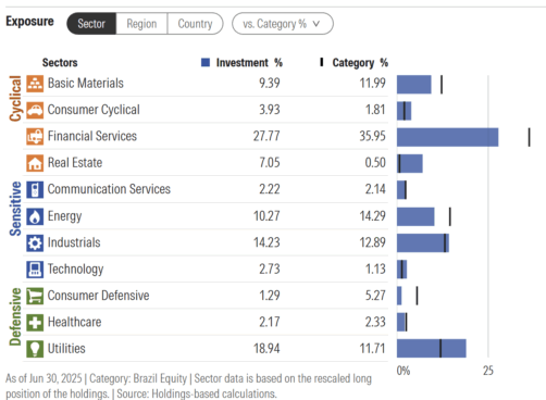 Distribuição sectorial do DWS Invest Brazilian Equities LC
