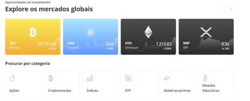 Com eToro pode comprar CFDs em vários ativos financeiros.