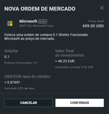 ações fracionadas microsoft xtb