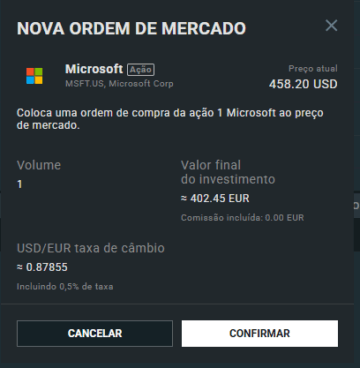 ação inteira microsoft xtb