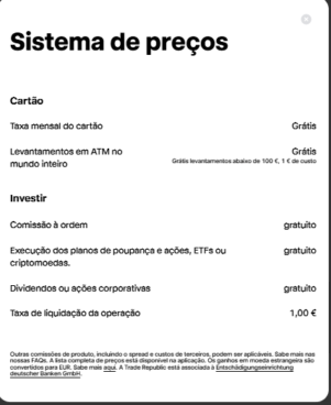 sistema de preços da Trade Republic