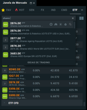 pesqisar ETFs na XTB