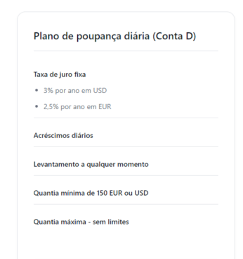 plano de poupança diária (conta D)