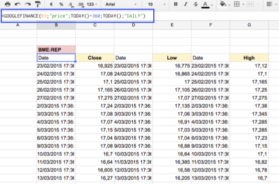 obter dados históricos google finance