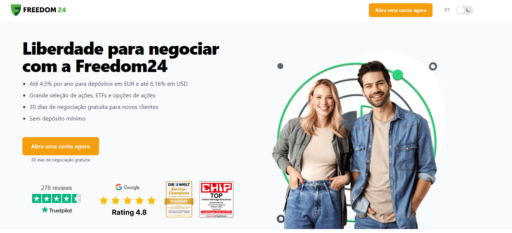 Abrir conta na Freedom24 + 1 mês sem comissões