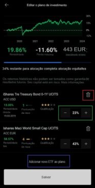 Eliminar ou editar os ETFs dentro do seu Plano de Investimento