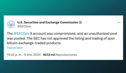 Conta do Twitter da SEC hackeada | Fonte: Xataka 