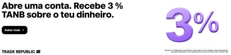 Trade Republic Juros: 3% TANB até 50.000 €
