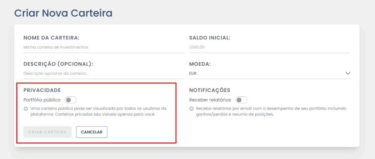 carteira publica myportfolio
