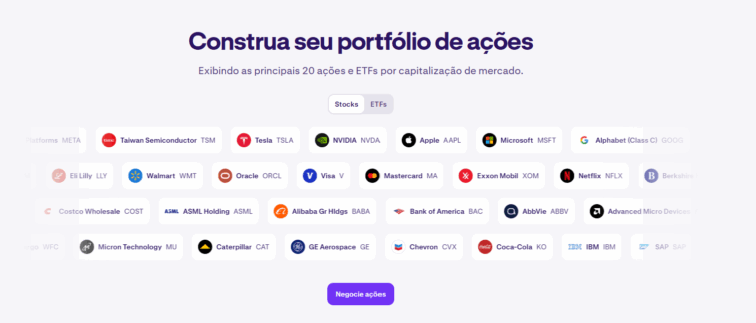 Ações e ETFs kraken