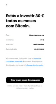 planos de investimento com Bitcoin na Trade Republic