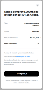 confirmar compra criptomoedas trade republic