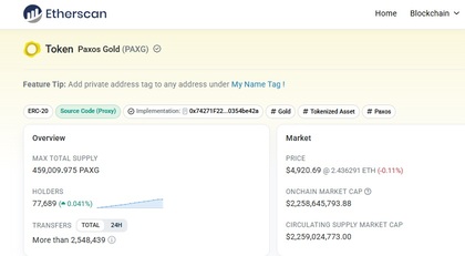 Explorador Etherscan sobre tokens na rede Ethereum (ERC-20) | Fonte: Etherscan
